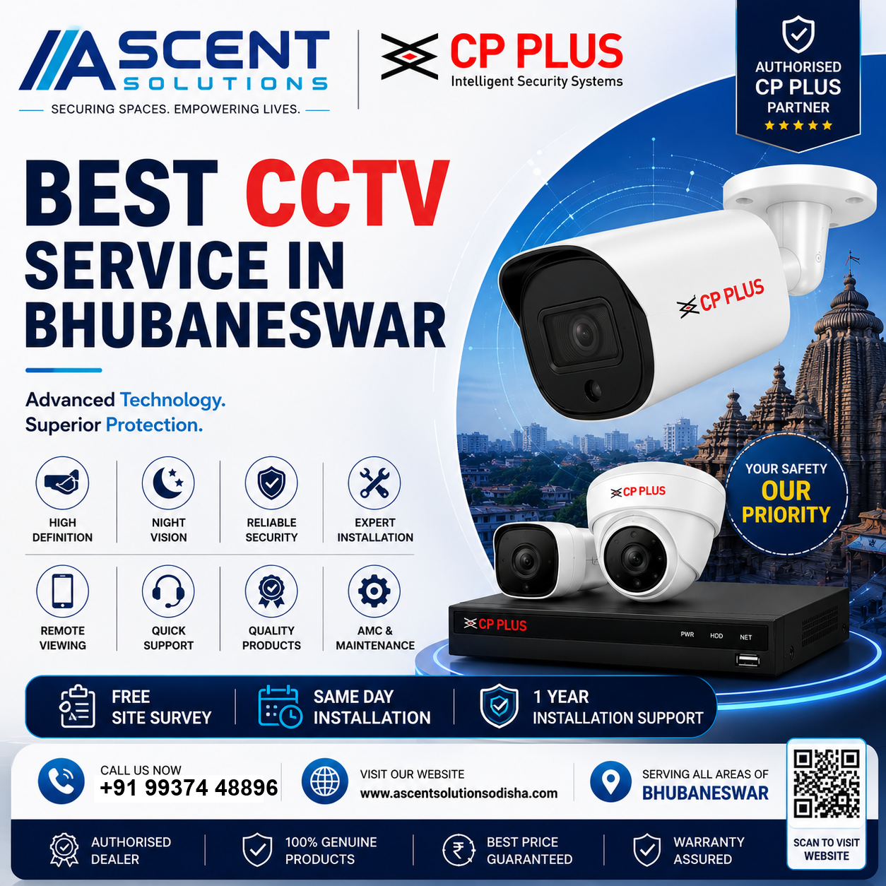 Ascent Solutions CP Plus CCTV service banner